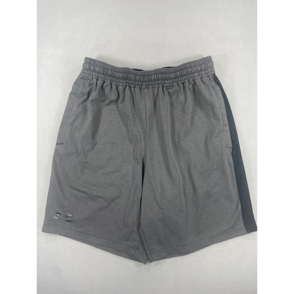 Under Armour HeatGear Mens Gray‎ Black Athletic Shorts - M